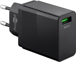 Szybka ładowarka USB QC 3.0 (18 W) czarna