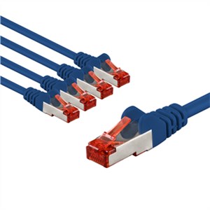 CAT 6 kabel krosowy, S/FTP (PiMF), 3 m, niebieski, zestaw 5