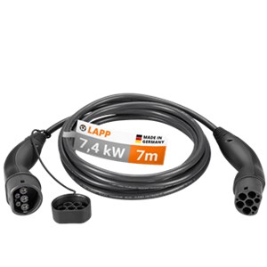 Kabel do ładowania Typu 2, do 7,4 kW, 7 m, czarny