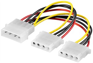 Kabel zasilający typu Y/adapter zasilający do komputera 5,25, 1 x wtyk na 2 x gniazdo