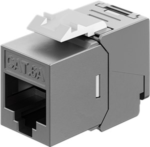Moduł Keystone RJ45 CAT 6A, STP, Slim & Short, zacisk uziemiający
