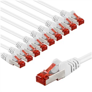 CAT 6 kabel krosowy, S/FTP (PiMF), 5 m, biały, zestaw 10
