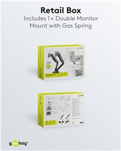 Uchwyt do dwóch monitorów ze sprężyną gazową