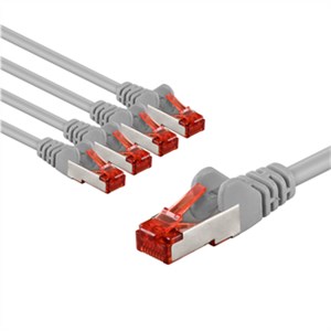 CAT 6 kabel krosowy, S/FTP (PiMF), 3 m, szary, zestaw 5