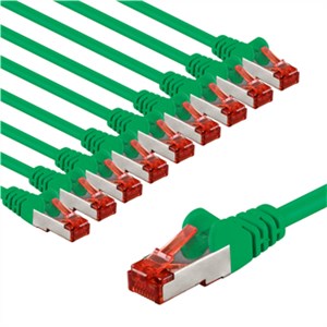CAT 6 kabel krosowy, S/FTP (PiMF), 3 m, zielony, zestaw 10