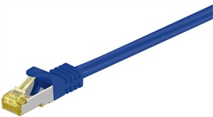 RJ45 kabel krosowy CAT 6A S/FTP (PiMF), 500 MHz, z CAT 7 kable surowym, niebieski, 0,25 m