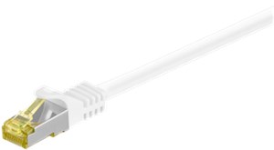 RJ45 kabel krosowy CAT 6A S/FTP (PiMF), 500 MHz, z CAT 7 kable surowym, biały, 5 m